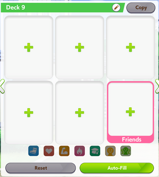 The Support Card Deck menu before starting a Career.