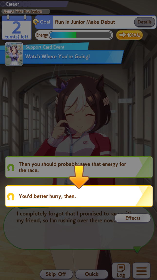 The Support Card Event's Choices