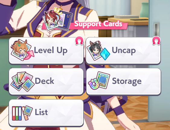 Support Card Enhance Menu